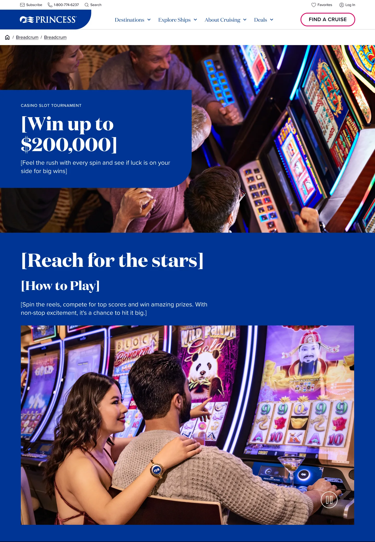 Slot Tournament landing page hero — tournament overview and player status