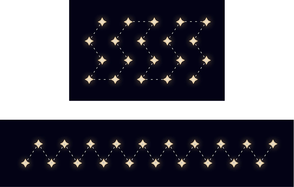 Constellation exploration — simple zig-zag MVP shape
