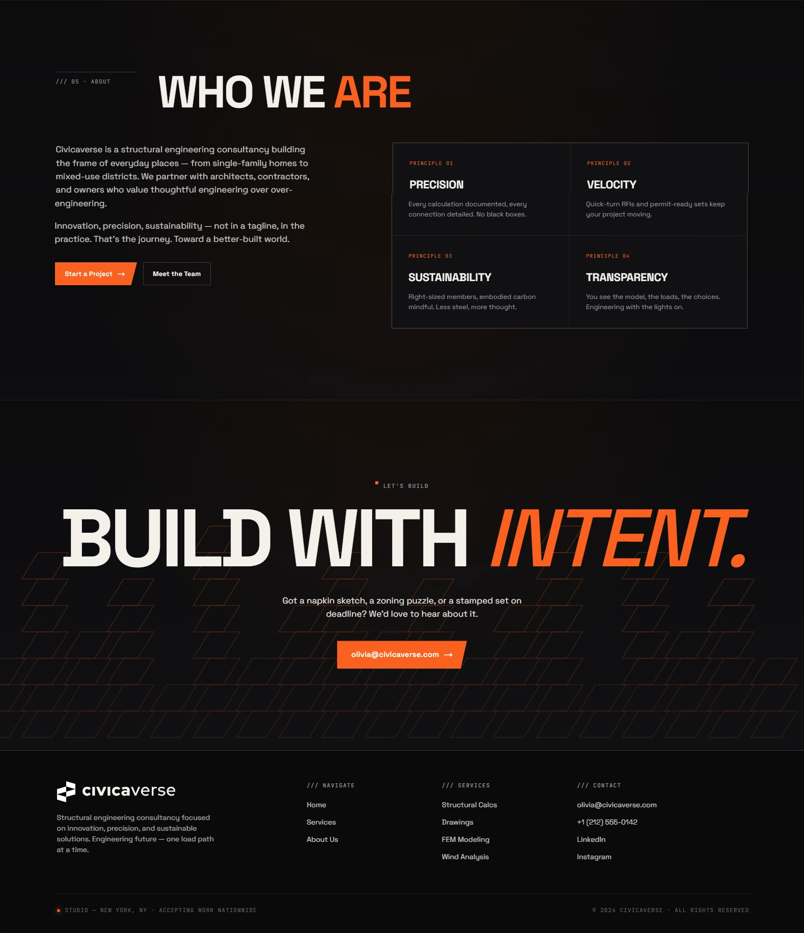 Civicaverse About section — the principal